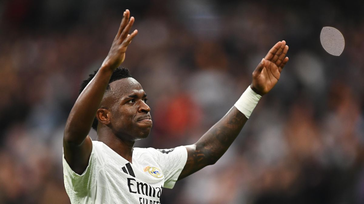 Vini Jr em Real Madrid 4, Osasuña 0. Foto: Getty Images