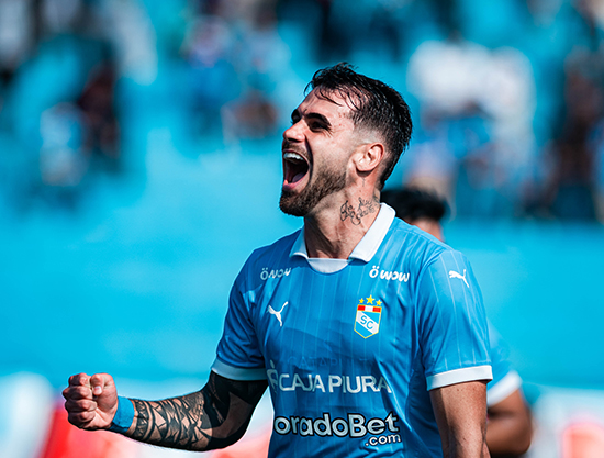 Felipe Vizeu comemorando gol pelo Sporting Cristal. Foto: Divulgação/Sporting Cristal
