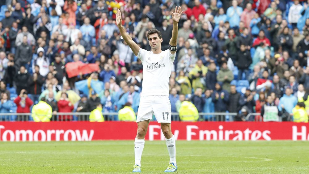 Álvaro Arbeloa na despedida como jogador do Real Madrid.