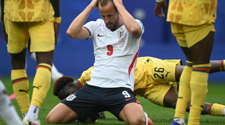 Harry Kane perdeu gol incrível contra Gana. Foto: Mauro Pimentel / AFP